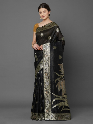 Stylish & Glorious Printed Silk Saree With Blouse Piece