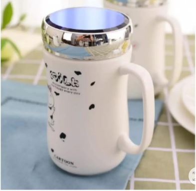 Creative cute ceramic mug with cartoon or other design mirror cover mug